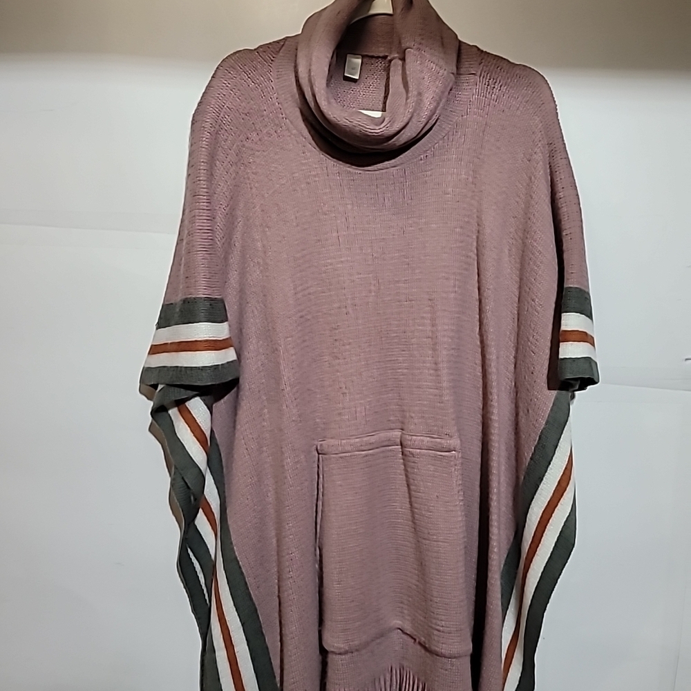 Stylish Pink Cape with Striped Accents